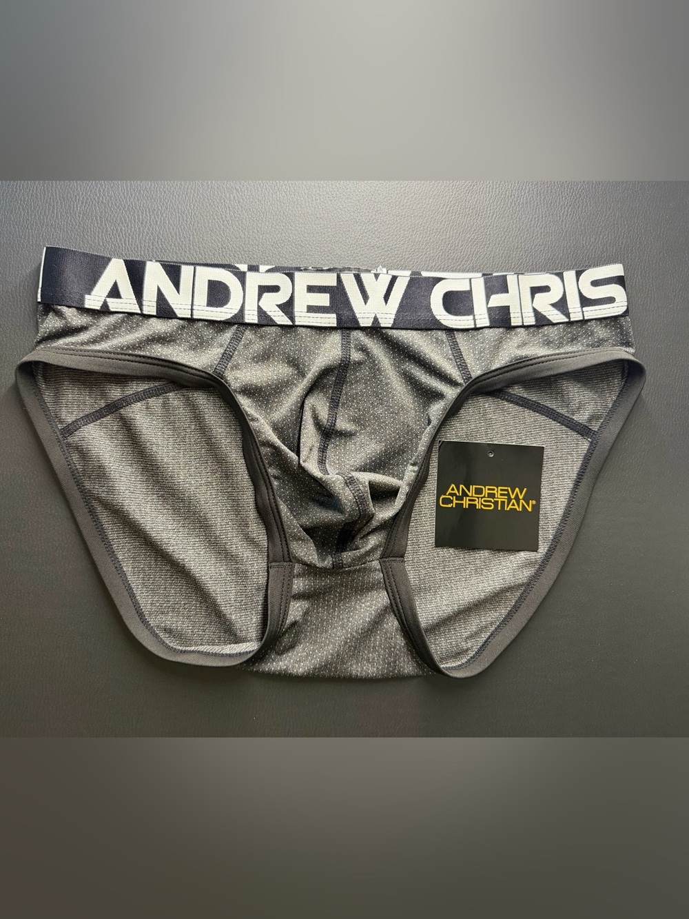Andrew Christian Briefs with Almost Naked Tech Medium Grey and Black